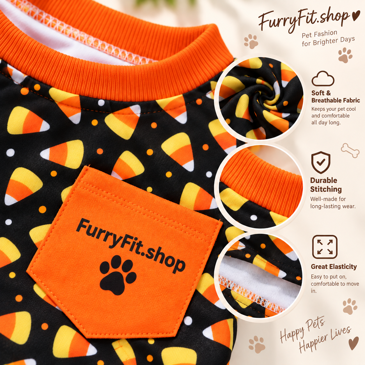 Candy Corn Halloween Pet Shirt