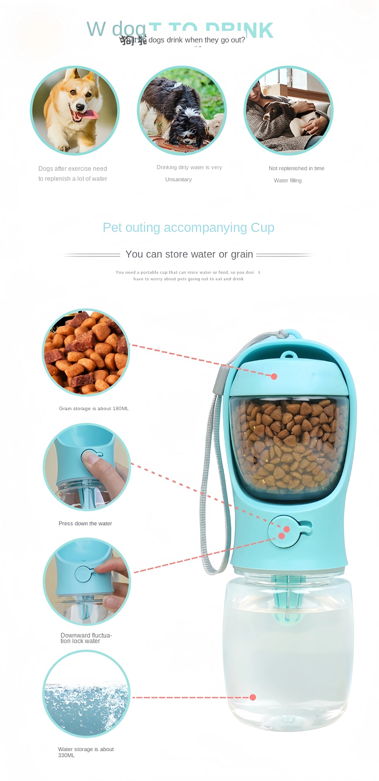 Portable Pet Food and Water Bottle